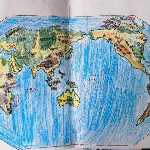 笔绘世界，趣学地理-八年级暑假手绘地图作业展