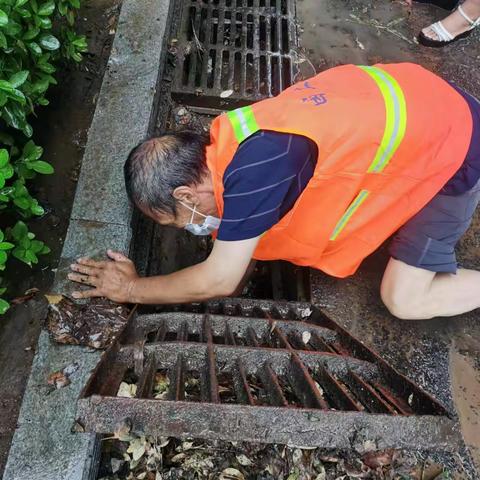 西工区市容环卫中心全员出动   全力做好雨后清淤工作