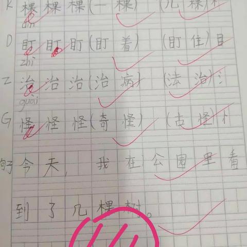 我能写好字———2002班一年级生字书写分享