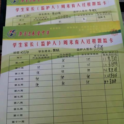 七（15）周末育人过程跟踪卡