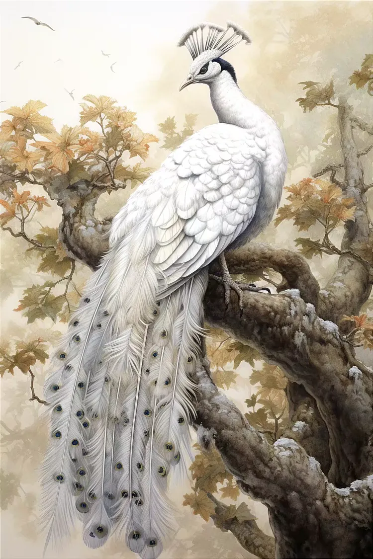 吉祥如意白孔雀