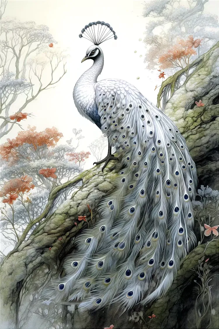 吉祥如意白孔雀