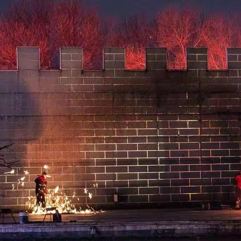 北京世界公园打铁花表演