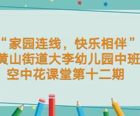 “家园连线，快乐相伴”黄山街道大李幼儿园中班空中课堂第十二期