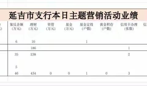 延吉市支行本日活动总结