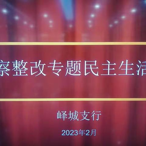 峄城支行党支部召开巡察整改专题民主生活会