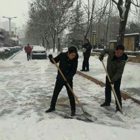 沙河管委会全体以雪为令周六扫雪进行时