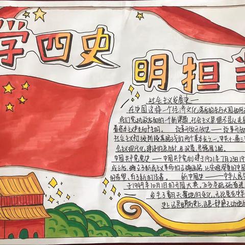 实验中学开展“学四史”主题教育活动—手抄报比赛
