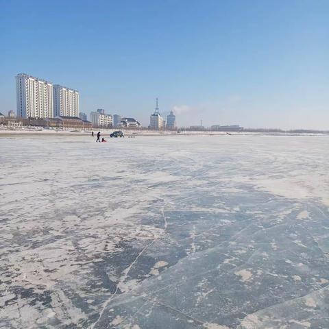 黑龙江肇源县冬季的松花江边