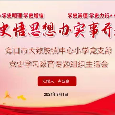 学党史 悟思想 办实事  开新局——大致坡中心小党史学习教育专题组织生活会