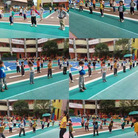 1.专注并感受篮球游戏的快乐2.了解全蹲左右滚球，原地双手向前推球基本动作3.学习原地开合跳发展下肢协调性。