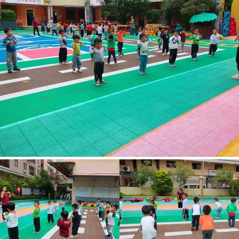 1、培养幼儿遇到问题乐观面对并尝试解决2.提高原地抛接反弹球、原地双手向前推球能力3.模仿走、跑交替动，