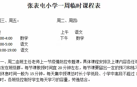 张表屯小学一周线上教学总结