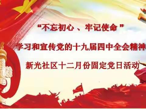 开展“不忘初心、牢记使命”新光社区学习贯彻党的十九届四中全会精神主题党日活动