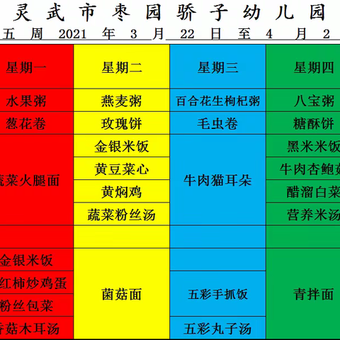 灵武市枣园骄子幼儿园第六周伙食来袭