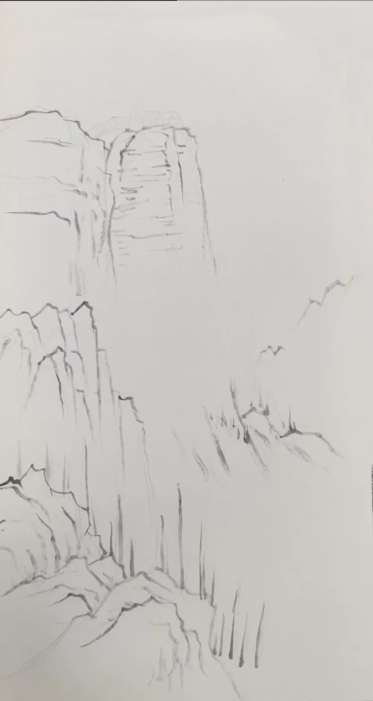 临摹黄君璧《峨眉金顶》