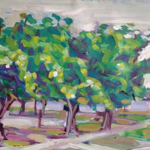 《春喛花开》一一江向秀水粉风景作品