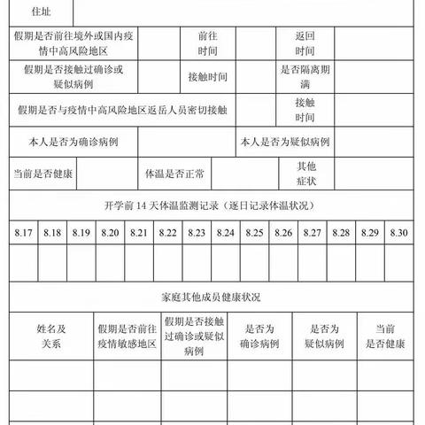 大坪中学2020年秋季开学须知