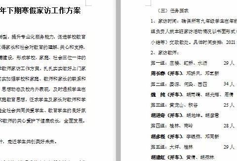 寒假家访，情暖冬日—大坪中学2020年寒假家访大行动