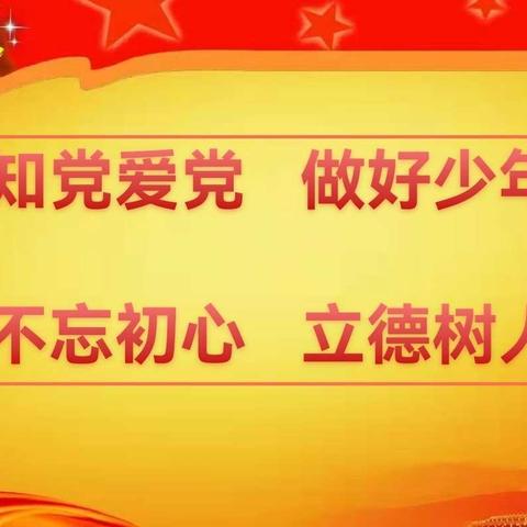 知党爱党做好少年 不忘初心立德树人