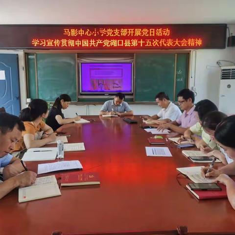 马影中心小学党支部学习贯彻湖口县第十五次党代会精神