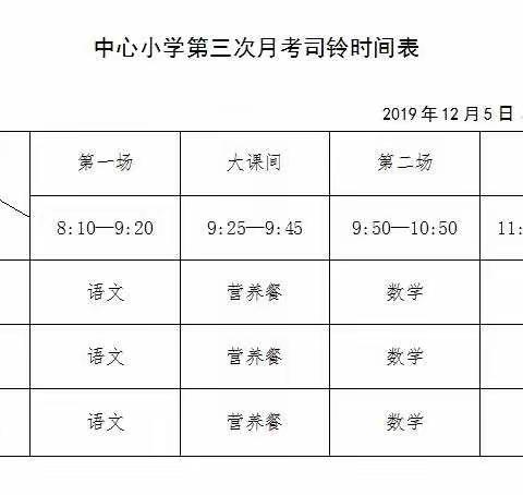 胜营镇中心小学举行第三次月考