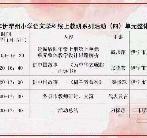 云端共“战役” 线上促教研﻿ ——伊犁州小学语文单元整体教学