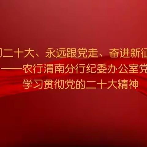 “学习二十大、永远跟党走、奋进新征程”——农行渭南分行纪委办公室党支部学习贯彻党的二十大精神