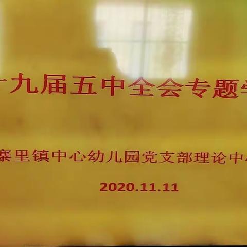 【党建引领】莱芜区寨里镇中心幼儿园党支部理论中心组组织开展党的十九届五中全会专题学习活动