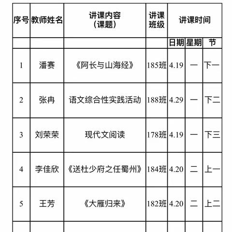 王快中学语文组公开课