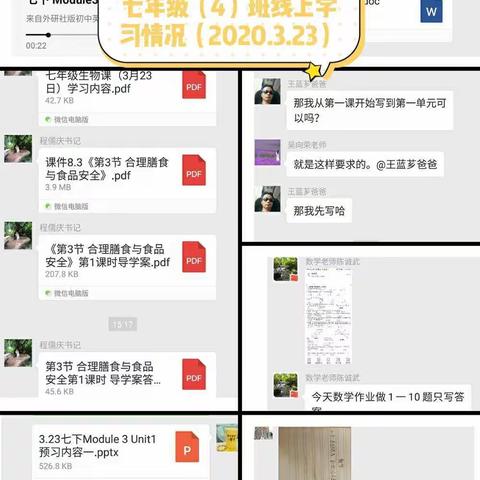 2020年春季城南中学七年级(4)班 “停课不停学”第七周学习情况反馈。