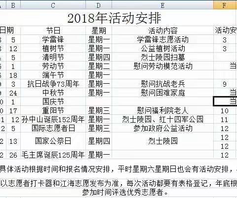 2018年活动安排