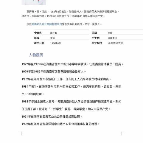 郭开寿个人简历