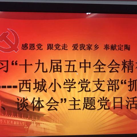 西城小学党支部学习“十九届五中全会精神——抓落实、谈体会”主题党日活动。