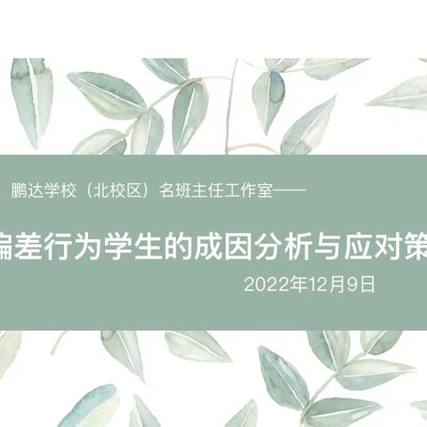 赋能未来共成长  潜心教育必成林————记校内名班主任工作室分享活动