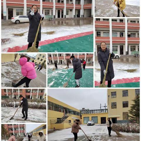 清水河乡实验小学校园雪景美不过你劳动的身影