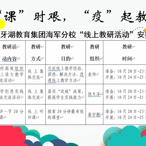 共“课”时艰，“疫”起教研——月牙湖教育集团海军分校“线上教研活动”