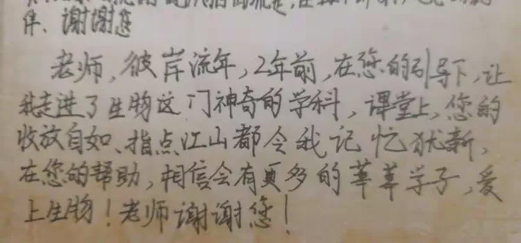 学生对老师真挚的评价以及提出的宝贵建议