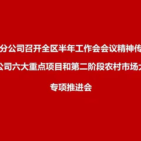 包头市分公司召开全区半年工作会议精神传达会暨集团公司六大重点项目和第二阶段农村市场大开发专项推进会