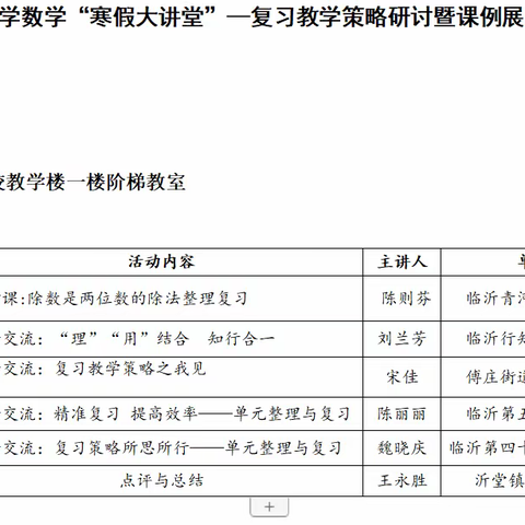 【和合四十•和谐教研】以研促教 研途成长——临沂第四十中学小学部数学“优化复习备课 优化复习备课”研讨活动