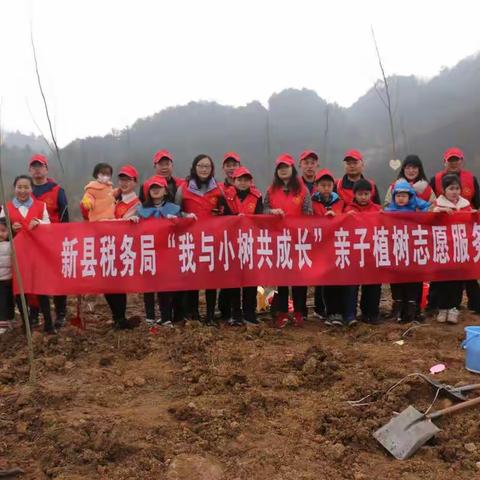 新县税务局开展“我与小树共成长”亲子植树志愿服务活动