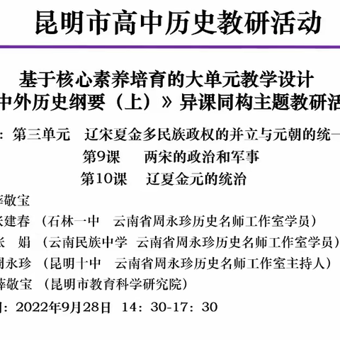 【云南省周永珍历史名师工作室活动简讯24】 教研明方向，深耕促成长——工作室成员主讲昆明市教研活动