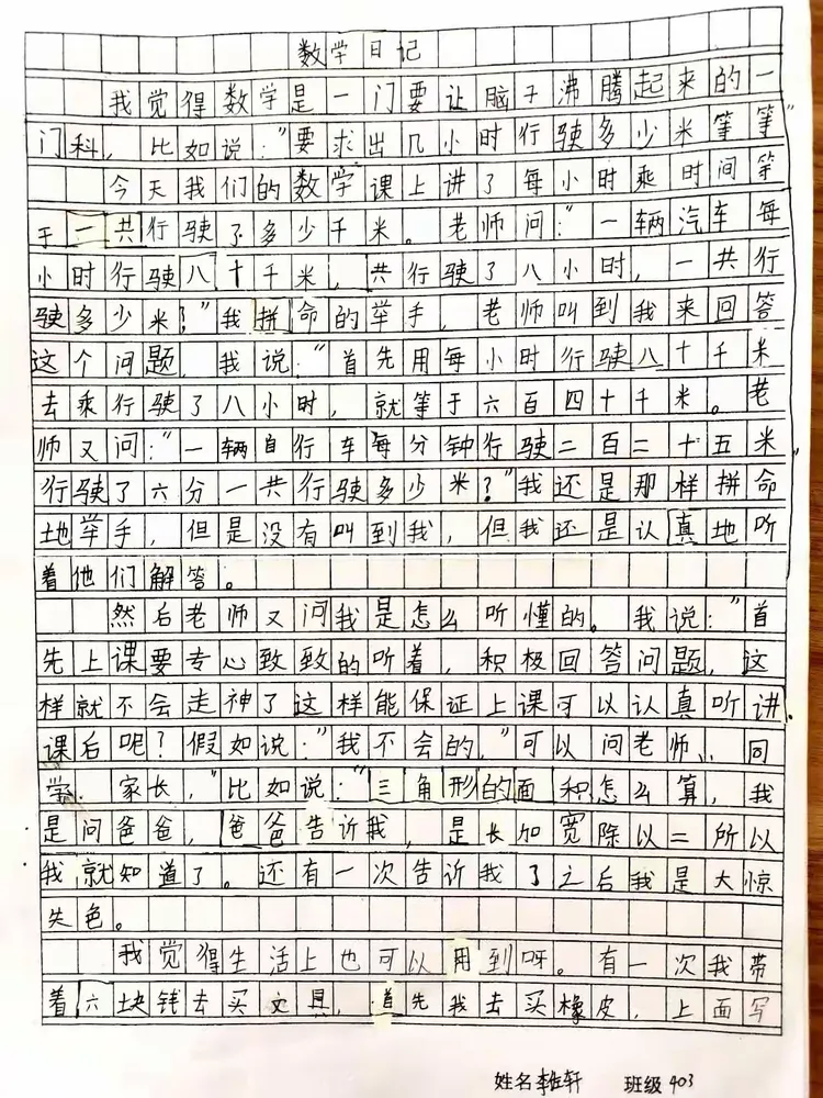 第九小学——全科阅读系列活动之四年级数学日记