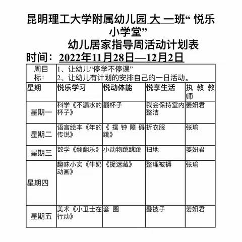 昆明理工大学附属幼儿园（莲华校区“悦乐小课堂家园共育”活动）