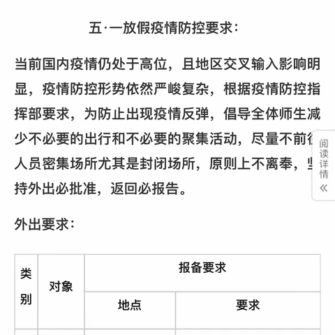 五一返校要求。奉新一中开展五一假期疫情常态防控，维护安定教学秩序