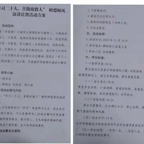 “学习二十大，喜做幼教人” 记锹峪幼儿园教师师德师风演讲比赛