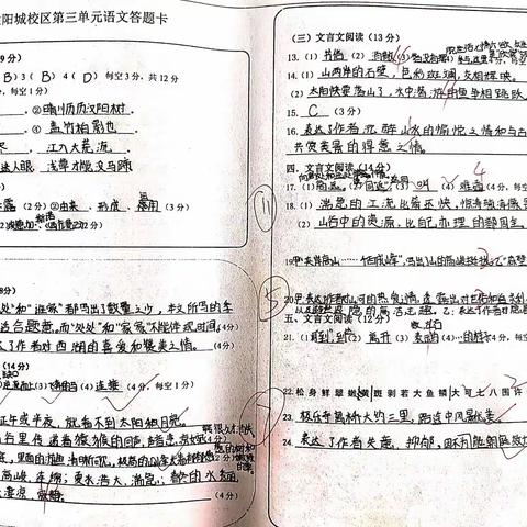月考考试试卷欣赏