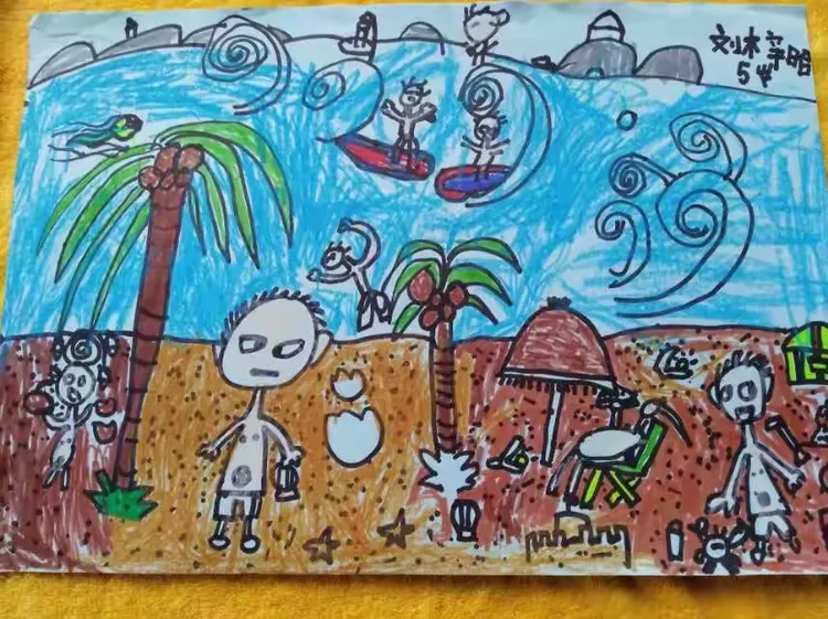米米,豆豆在蓝天画室学习画画的习作,童真童趣!