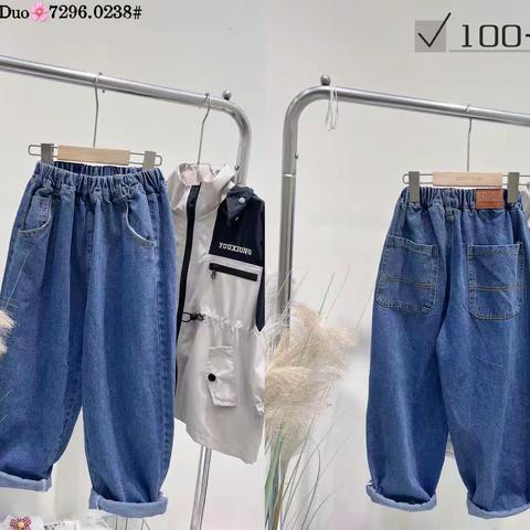 一系列中小童牛仔裤  一手5件 100-140码段 🔥￥23.8🉐 真口袋 内包腰 男女可穿～砂洗牛仔.原色牛