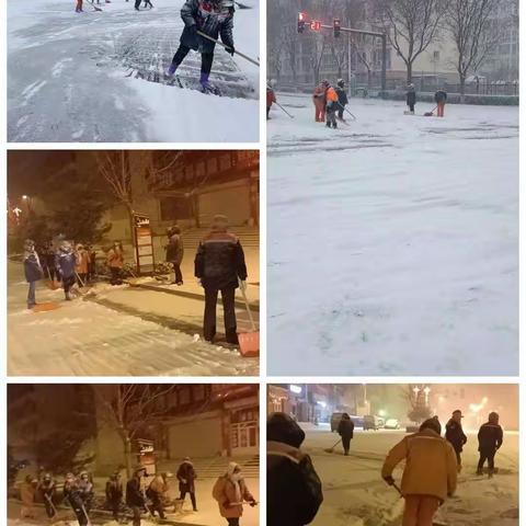 开发区东区环卫对突降雨加雪进行集中清理